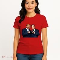 Trump And Musk One Heart Team Funny Women's T-Shirt thumb 4