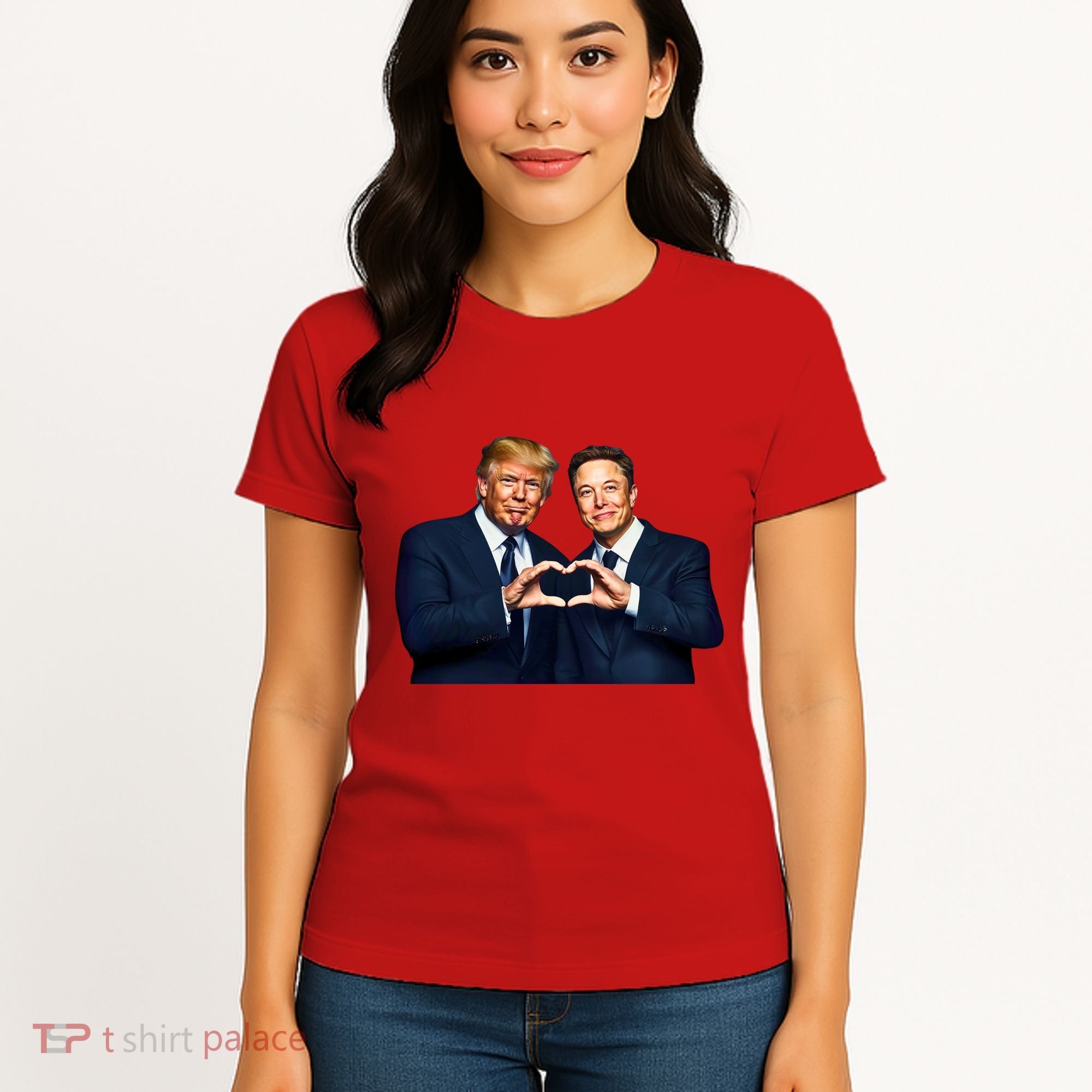 Trump And Musk One Heart Team Funny Women's T-Shirt