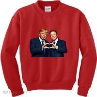 Trump And Musk One Heart Team Funny Kids Sweatshirt thumb 0