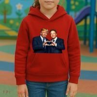 Trump And Musk One Heart Team Funny Kids Hoodie thumb 3