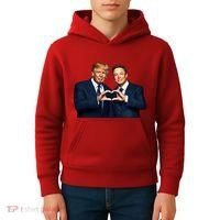 Trump And Musk One Heart Team Funny Kids Hoodie thumb 4