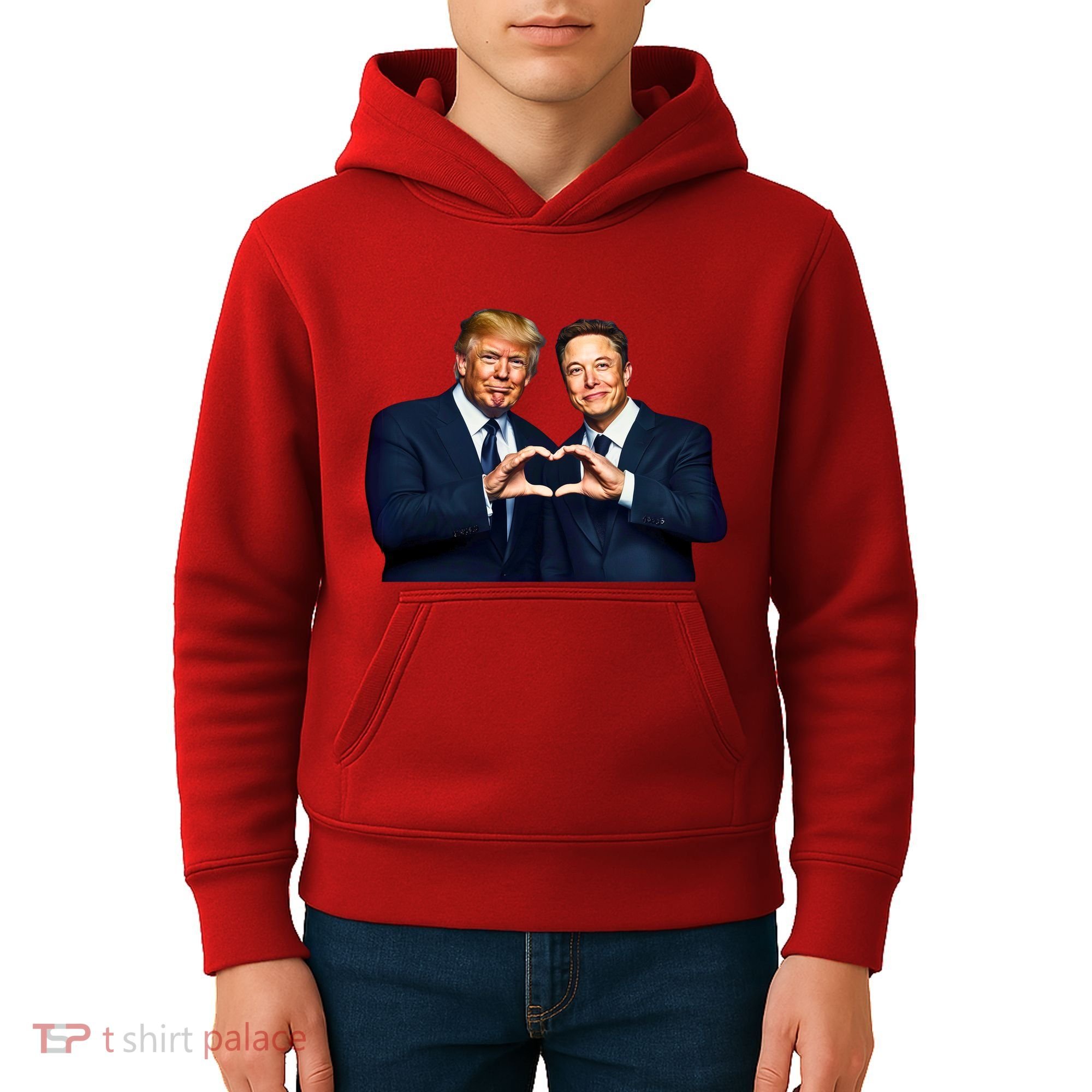 Trump And Musk One Heart Team Funny Kids Hoodie