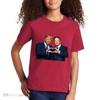 Trump And Musk One Heart Team Funny Kids T-Shirt thumb 2