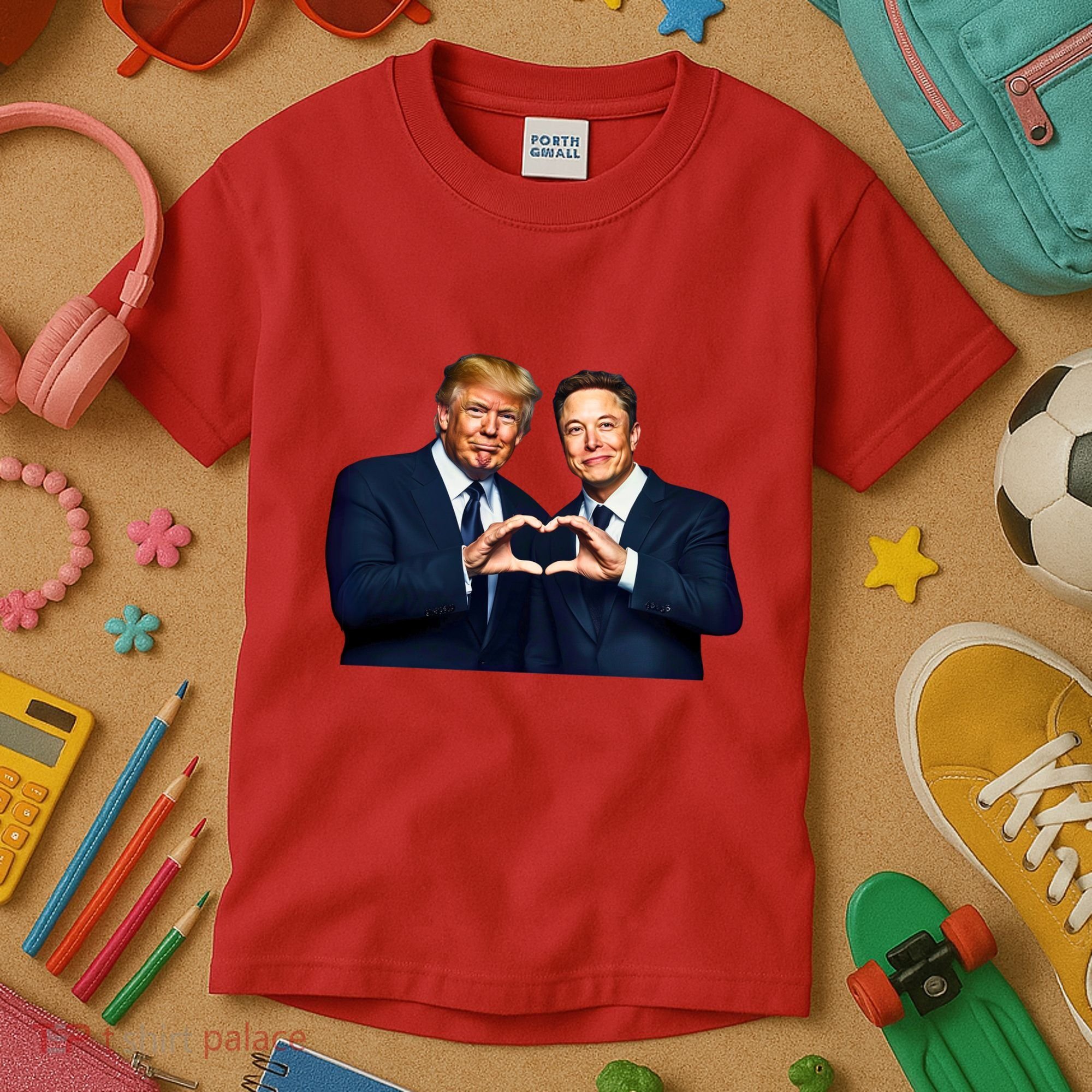 Trump And Musk One Heart Team Funny Kids T-Shirt