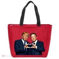 Trump And Musk One Heart Team Funny Tote Bag thumb 0