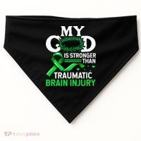 TBI Awareness My God Is Stronger Than Traumatic Brain Injury USA-Made Doggie Bandana thumb 0