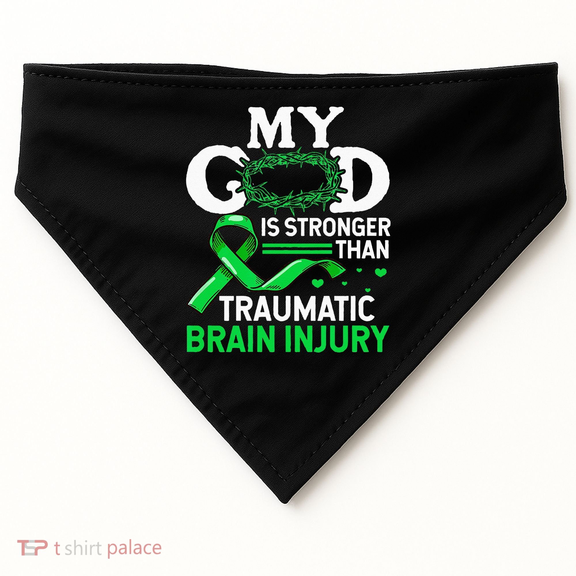 TBI Awareness My God Is Stronger Than Traumatic Brain Injury USA-Made Doggie Bandana