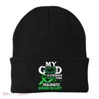 TBI Awareness My God Is Stronger Than Traumatic Brain Injury Beanie thumb 0
