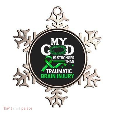 TBI Awareness My God Is Stronger Than Traumatic Brain Injury Ornament