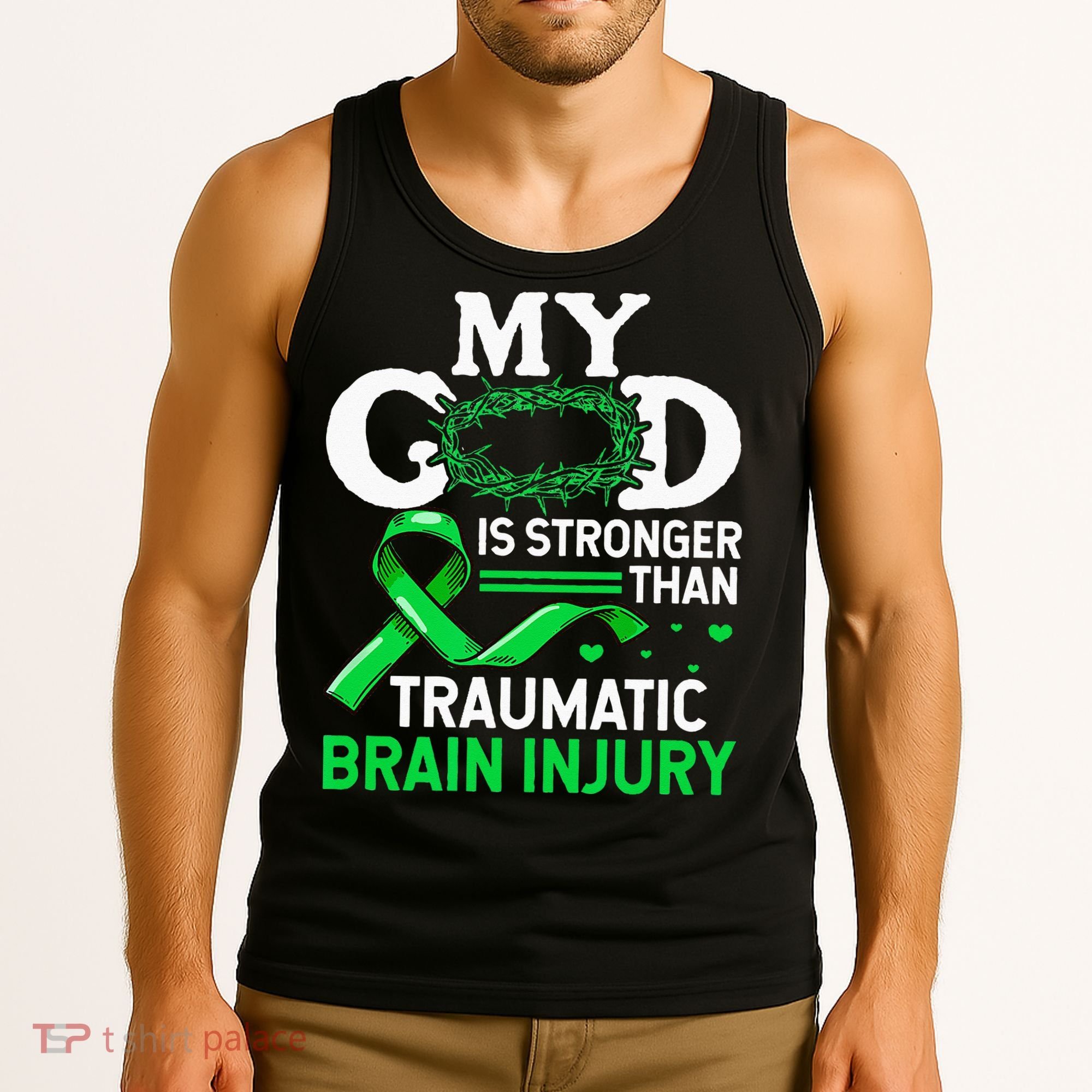 TBI Awareness My God Is Stronger Than Traumatic Brain Injury Tank Top