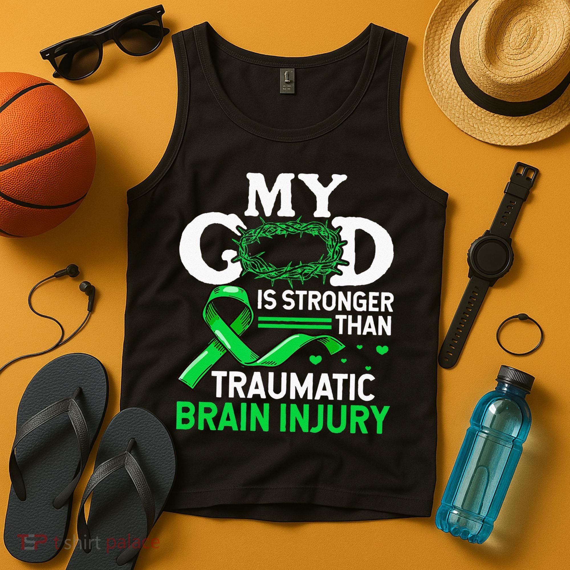 TBI Awareness My God Is Stronger Than Traumatic Brain Injury Tank Top