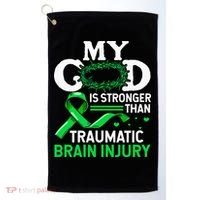 TBI Awareness My God Is Stronger Than Traumatic Brain Injury Golf Towel thumb 0