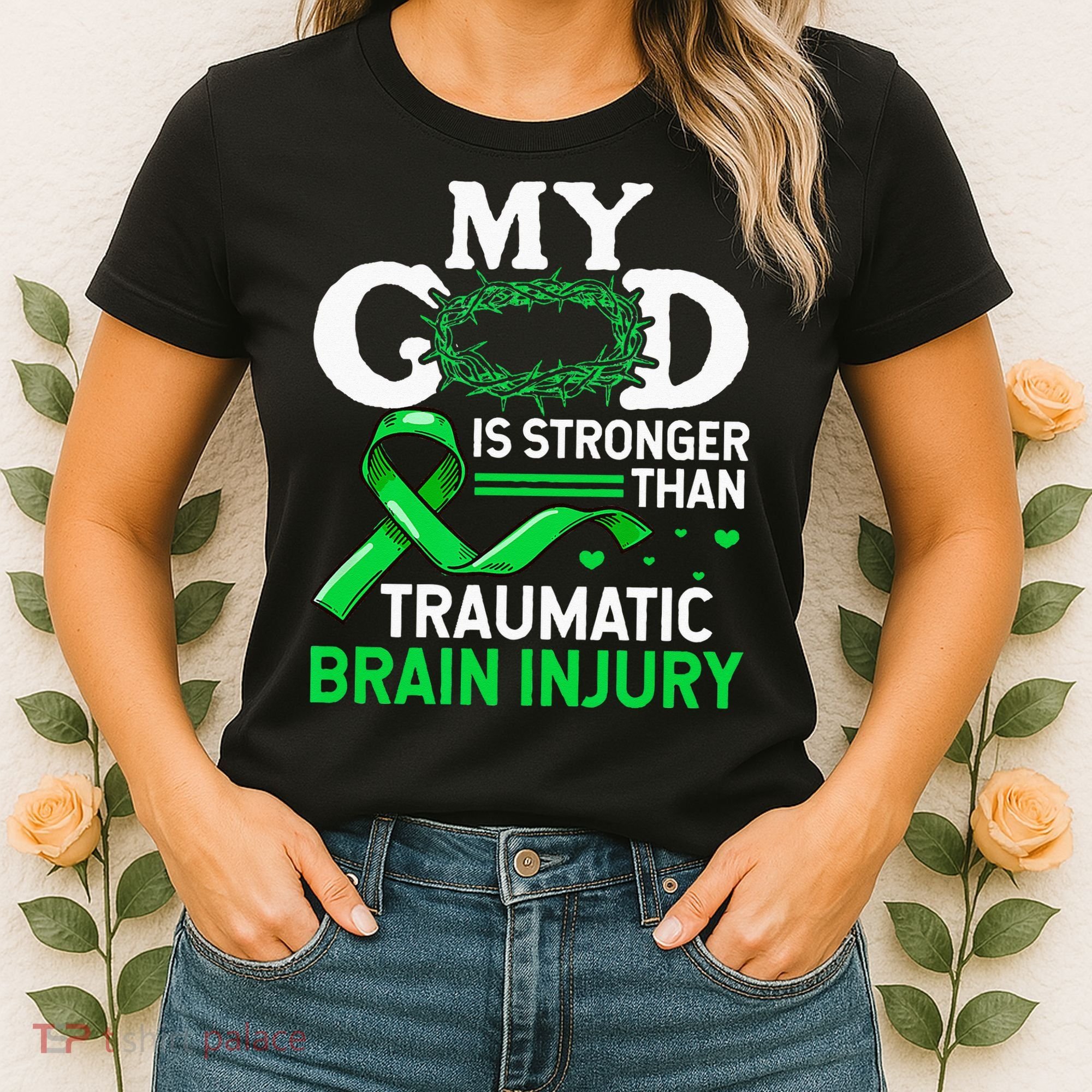 TBI Awareness My God Is Stronger Than Traumatic Brain Injury Women's T-Shirt