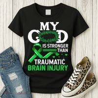 TBI Awareness My God Is Stronger Than Traumatic Brain Injury Women's T-Shirt thumb 3