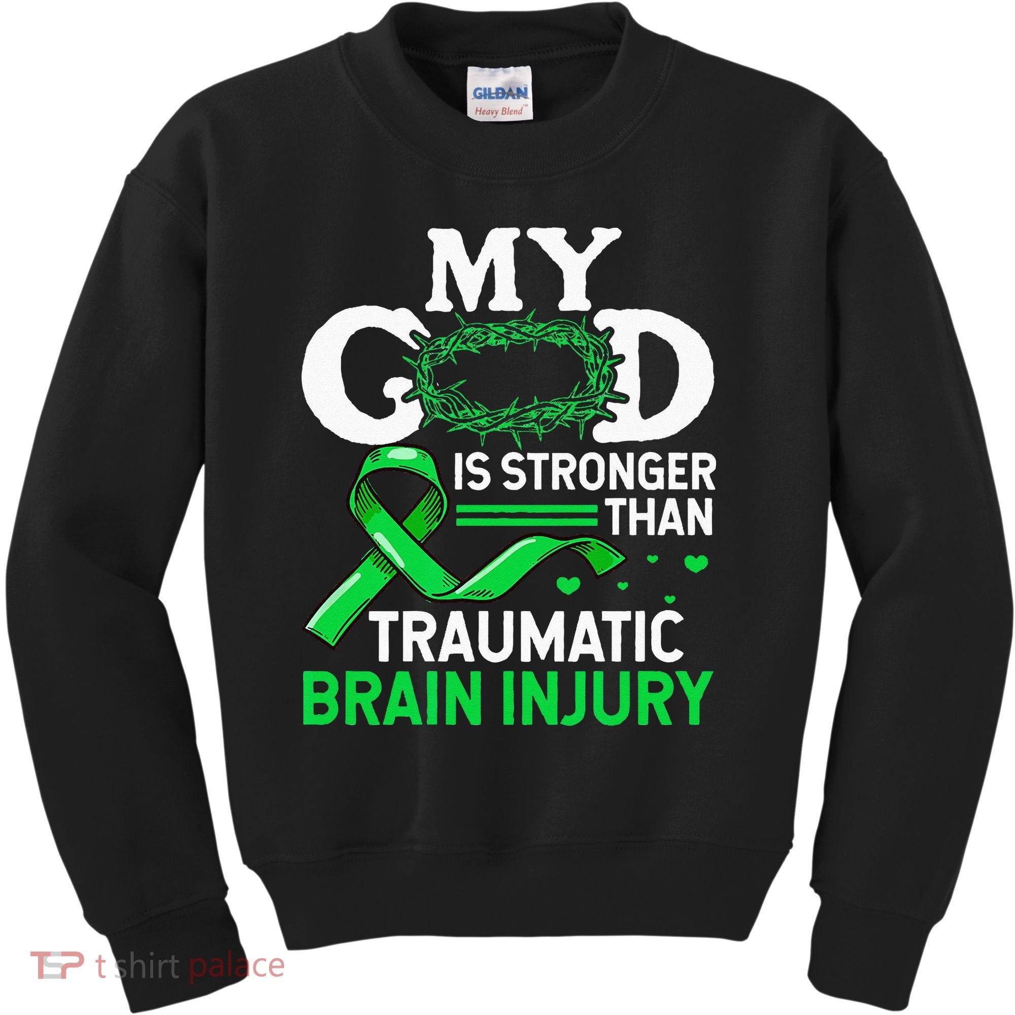 TBI Awareness My God Is Stronger Than Traumatic Brain Injury Kids Sweatshirt