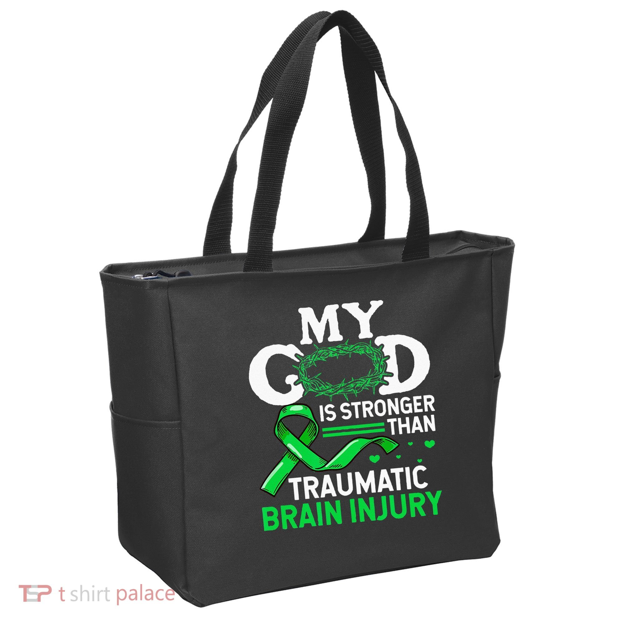 TBI Awareness My God Is Stronger Than Traumatic Brain Injury Tote Bag