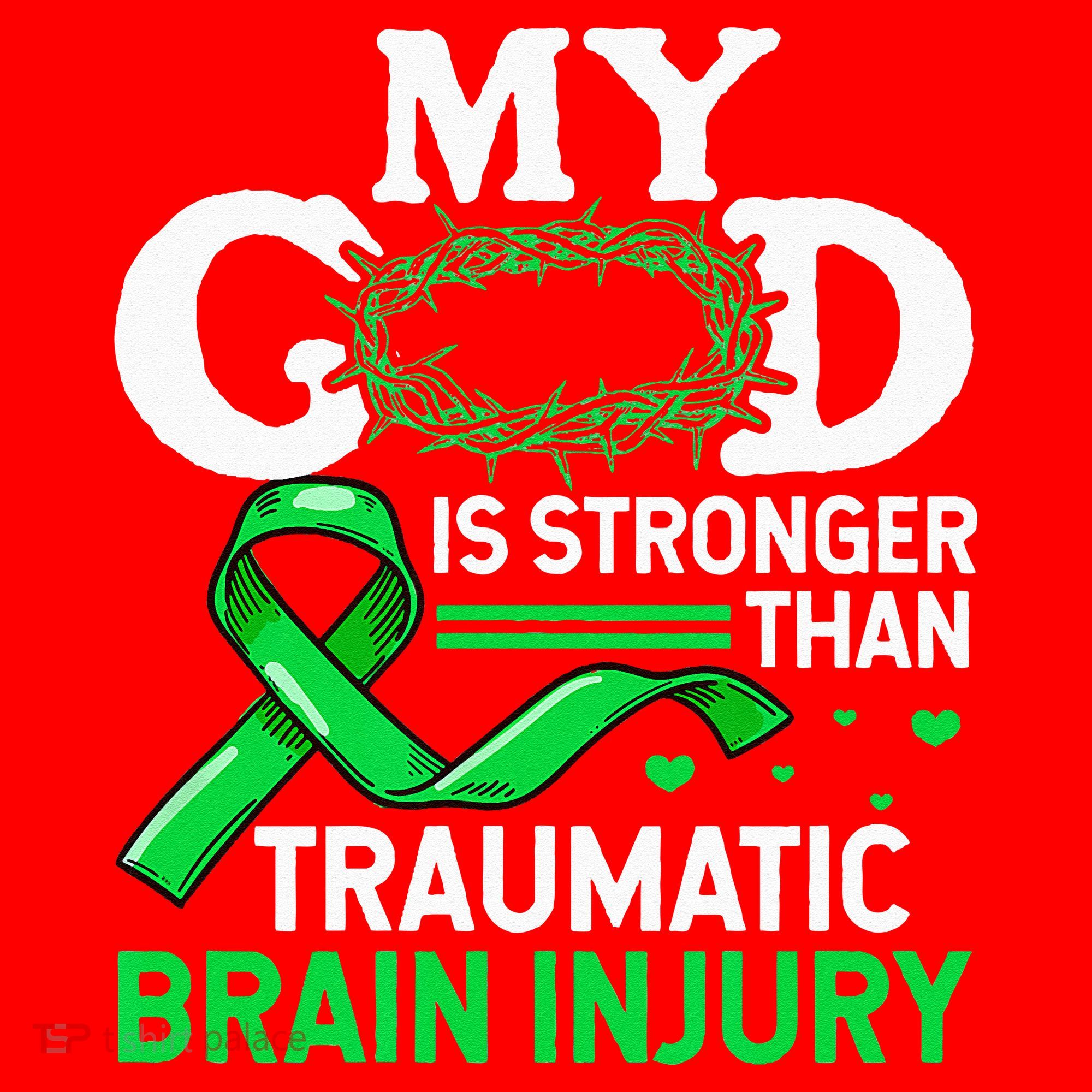 TBI Awareness My God Is Stronger Than Traumatic Brain Injury Santa Hat