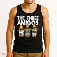 Three Amigos Mexican Gnomes Cute Cinco De Mayo Fiesta Garden Tank Top thumb 3