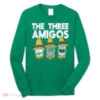 Three Amigos Mexican Gnomes Cute Cinco De Mayo Fiesta Garden Long Sleeve Shirt thumb 0