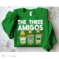 Three Amigos Mexican Gnomes Cute Cinco De Mayo Fiesta Garden Sweatshirt thumb 2