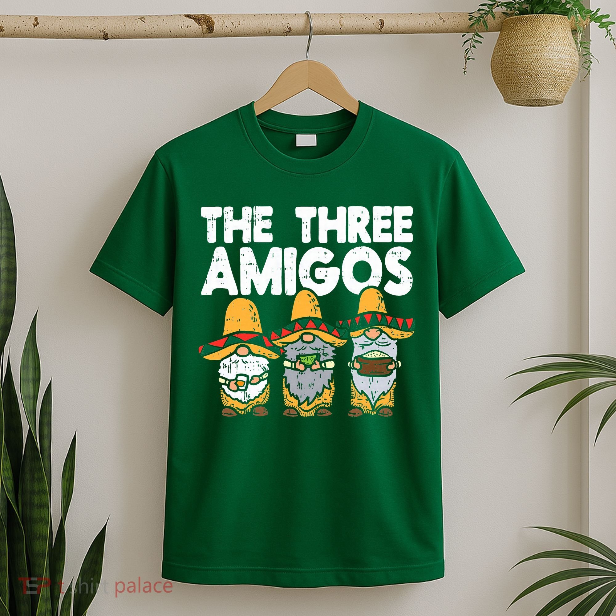 Three Amigos Mexican Gnomes Cute Cinco De Mayo Fiesta Garden T-Shirt