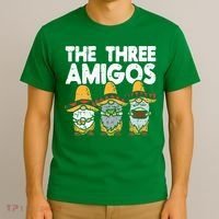 Three Amigos Mexican Gnomes Cute Cinco De Mayo Fiesta Garden T-Shirt thumb 3