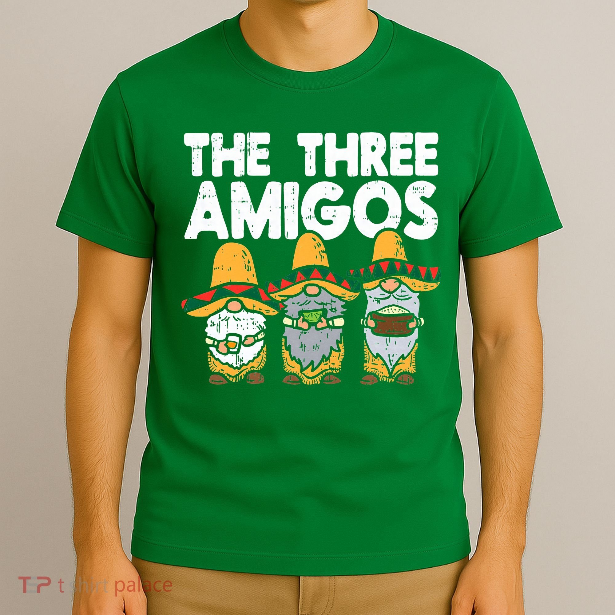 Three Amigos Mexican Gnomes Cute Cinco De Mayo Fiesta Garden T-Shirt