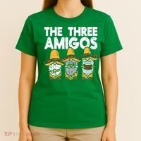 Three Amigos Mexican Gnomes Cute Cinco De Mayo Fiesta Garden T-Shirt thumb 4