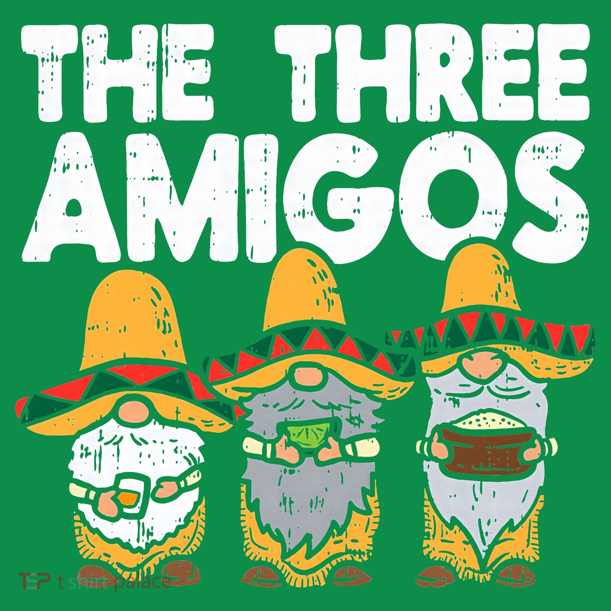 Three Amigos Mexican Gnomes Cute Cinco De Mayo Fiesta Garden Coaster