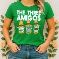 Three Amigos Mexican Gnomes Cute Cinco De Mayo Fiesta Garden Women's T-Shirt thumb 2