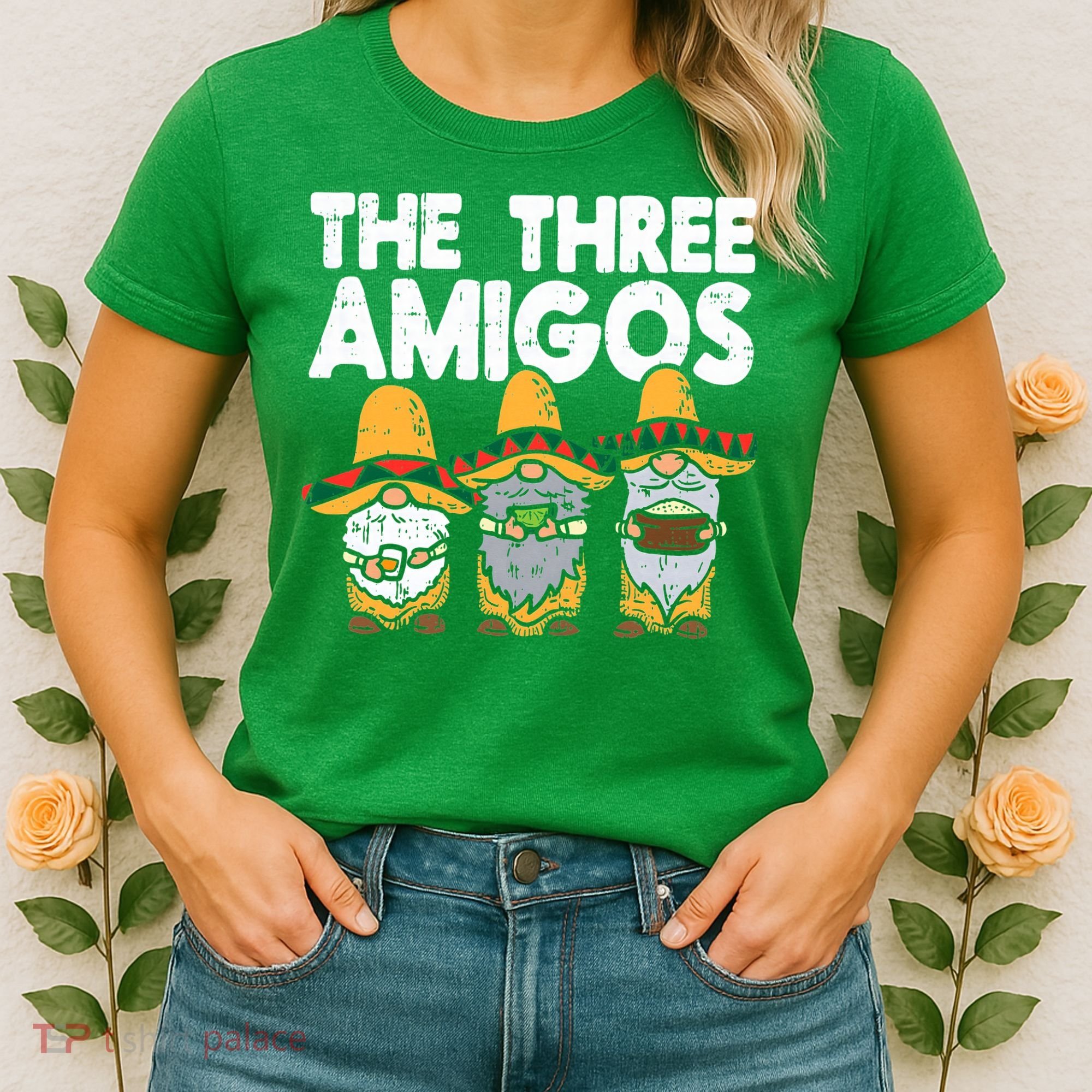 Three Amigos Mexican Gnomes Cute Cinco De Mayo Fiesta Garden Women's T-Shirt