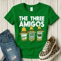 Three Amigos Mexican Gnomes Cute Cinco De Mayo Fiesta Garden Women's T-Shirt thumb 3