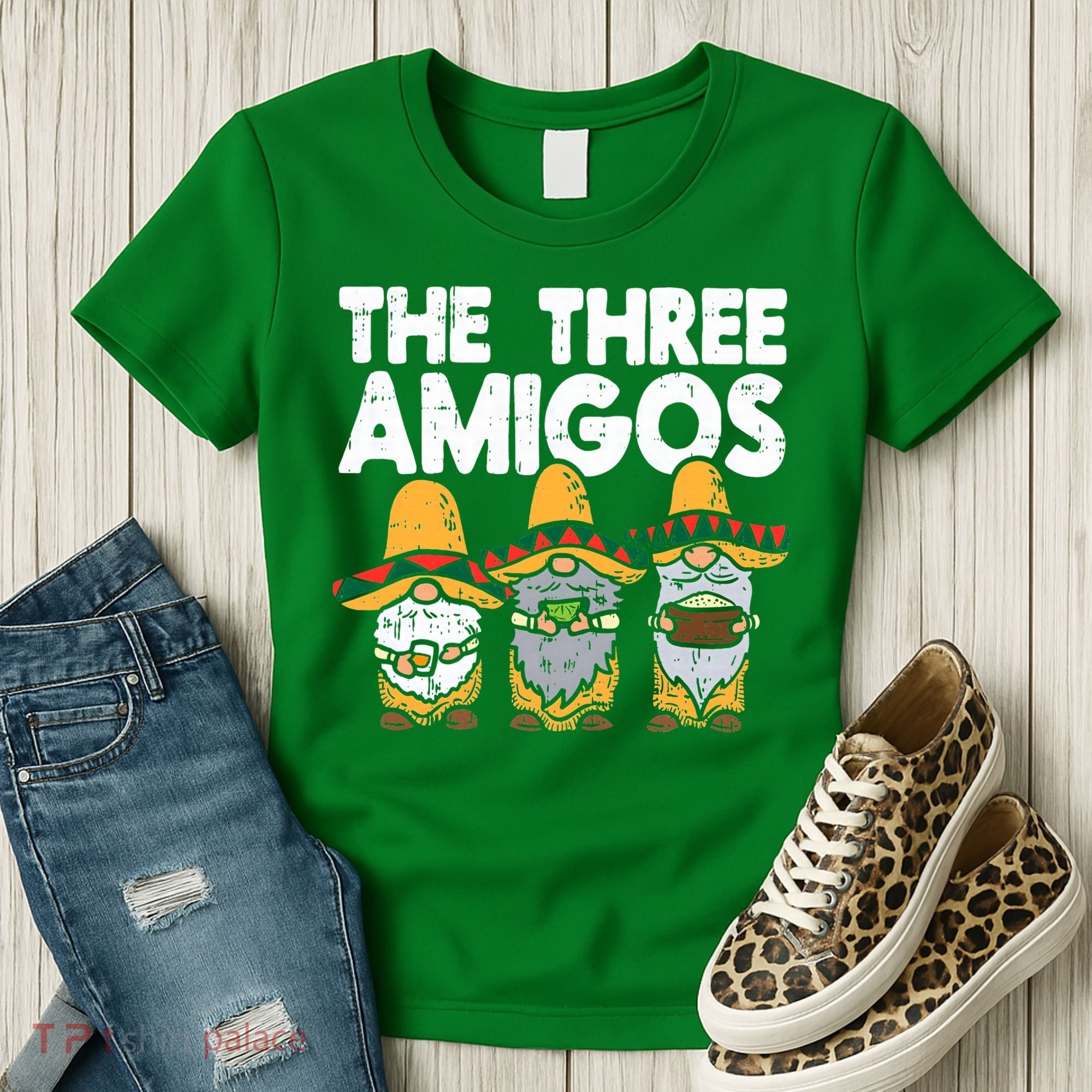 Three Amigos Mexican Gnomes Cute Cinco De Mayo Fiesta Garden Women's T-Shirt