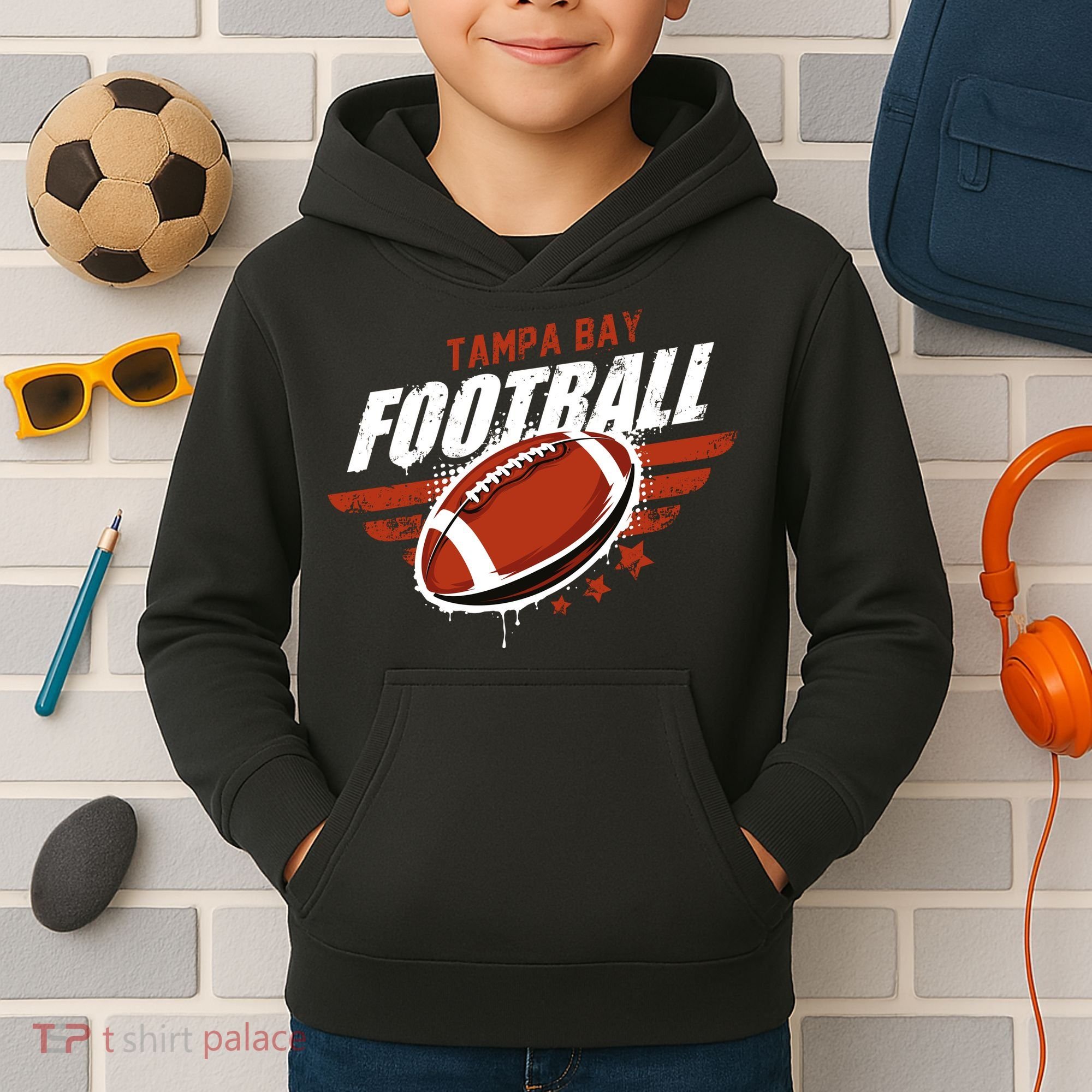 Tampa Bay Football Distress Kids Hoodie