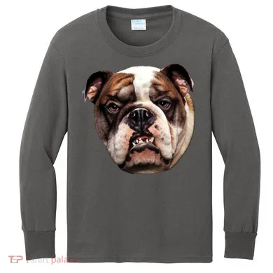 Tan Bulldog Kids Long Sleeve Shirt