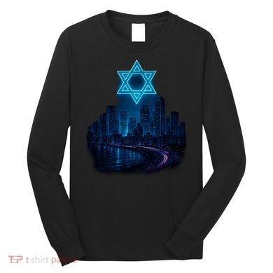 Tel Aviv Neon Futuristic Long Sleeve Shirt