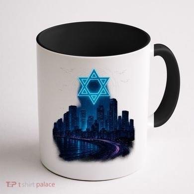 Tel Aviv Neon Futuristic Coffee Mug back