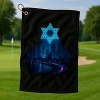 Tel Aviv Neon Futuristic Golf Towel thumb 1