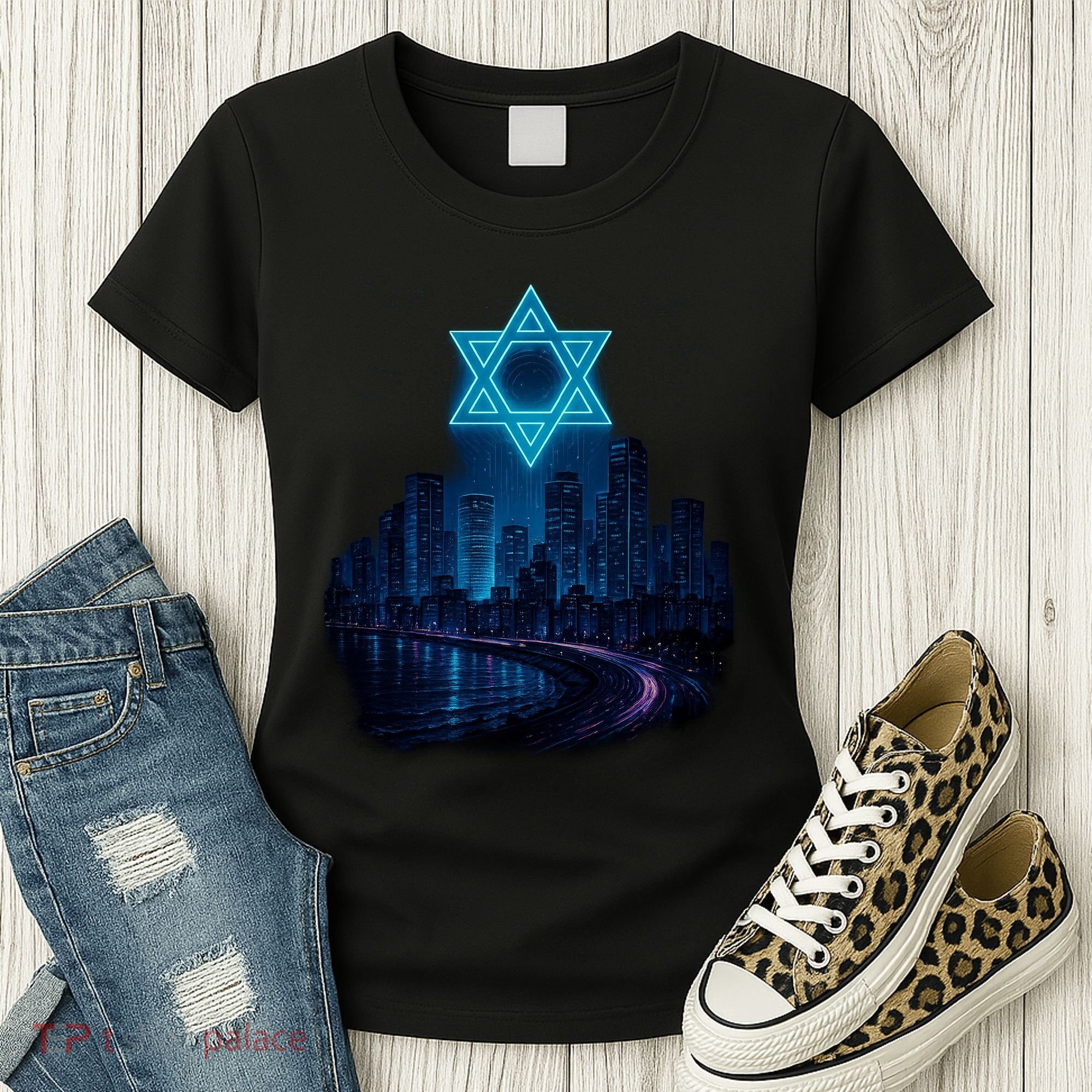 Tel Aviv Neon Futuristic Women's T-Shirt