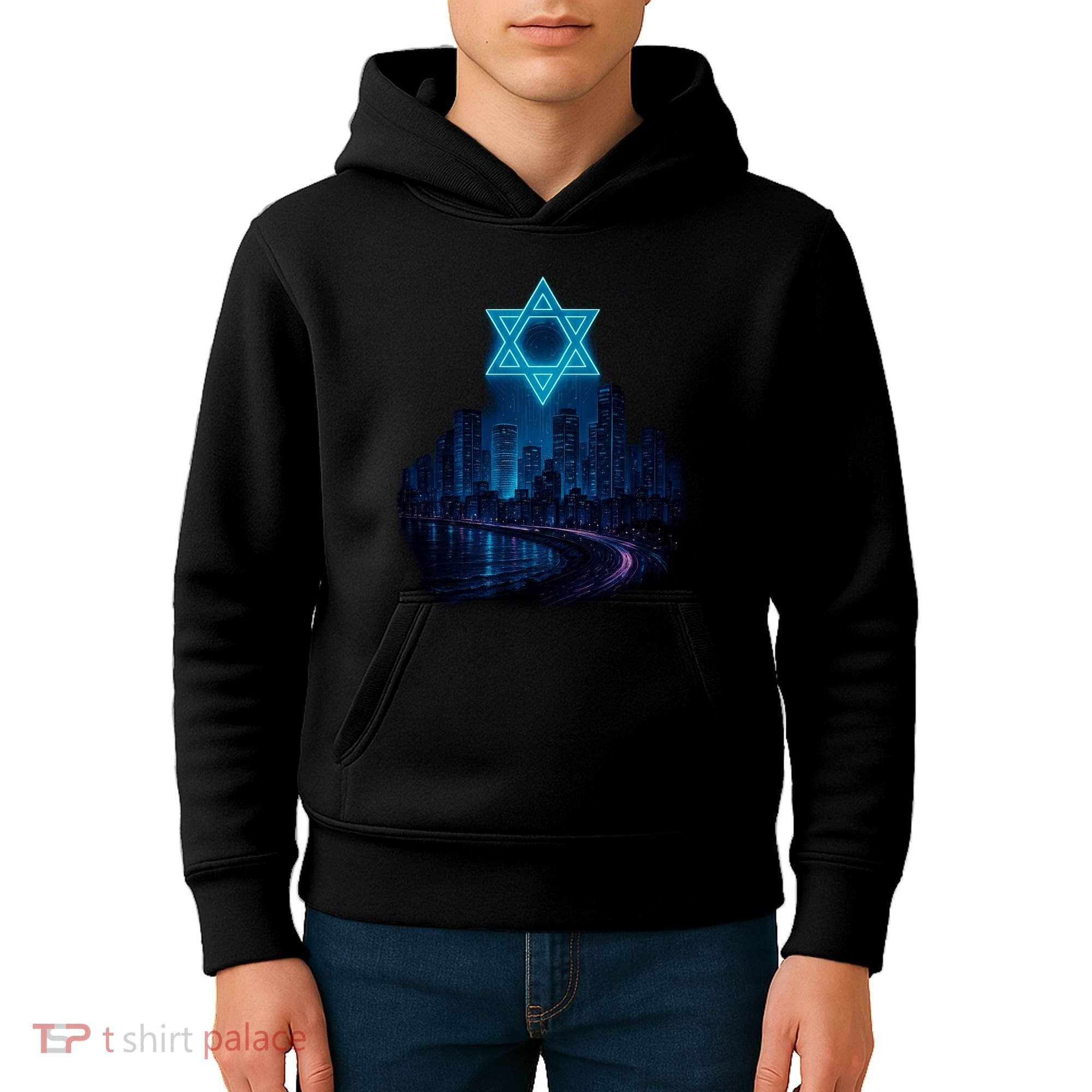 Tel Aviv Neon Futuristic Kids Hoodie
