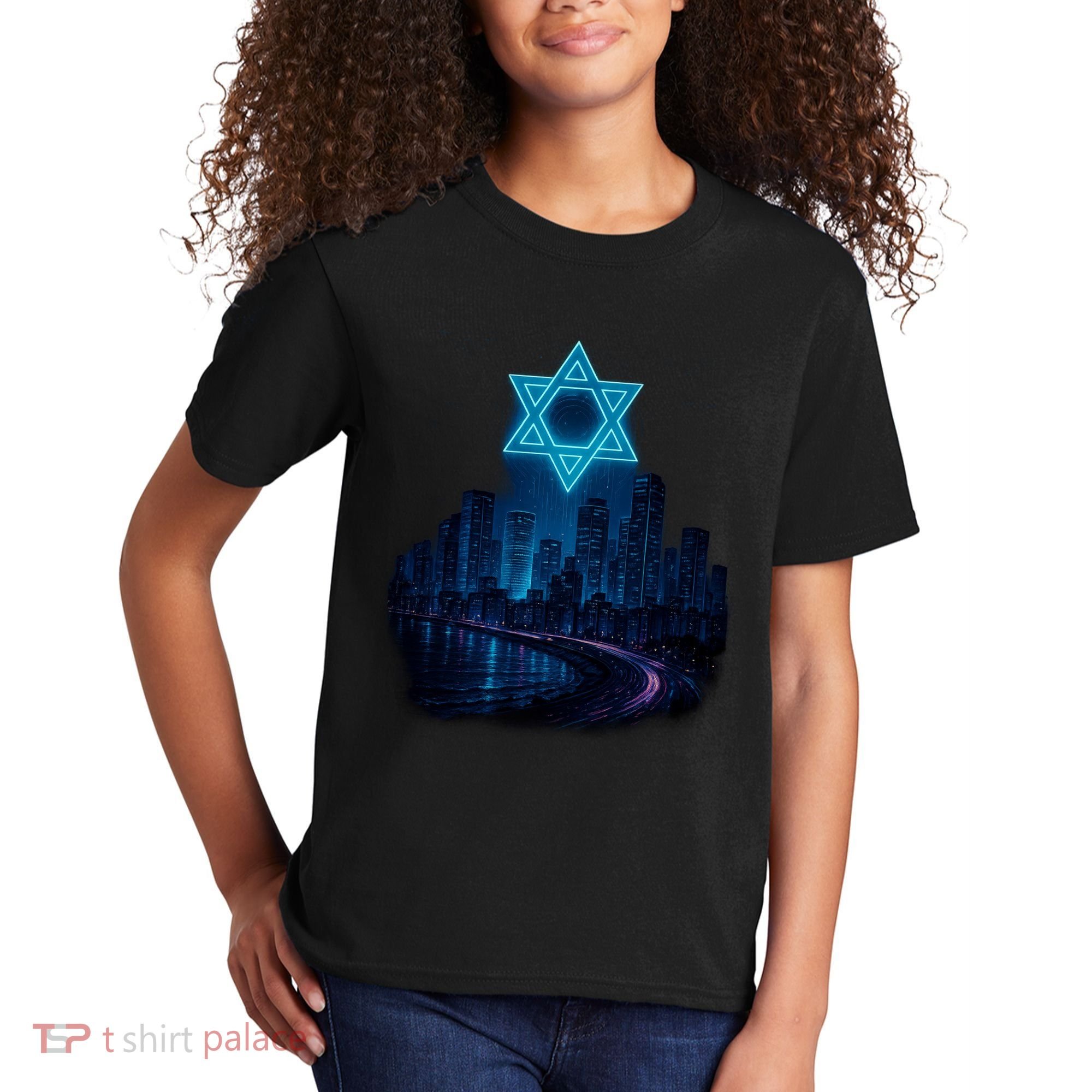 Tel Aviv Neon Futuristic Kids T-Shirt