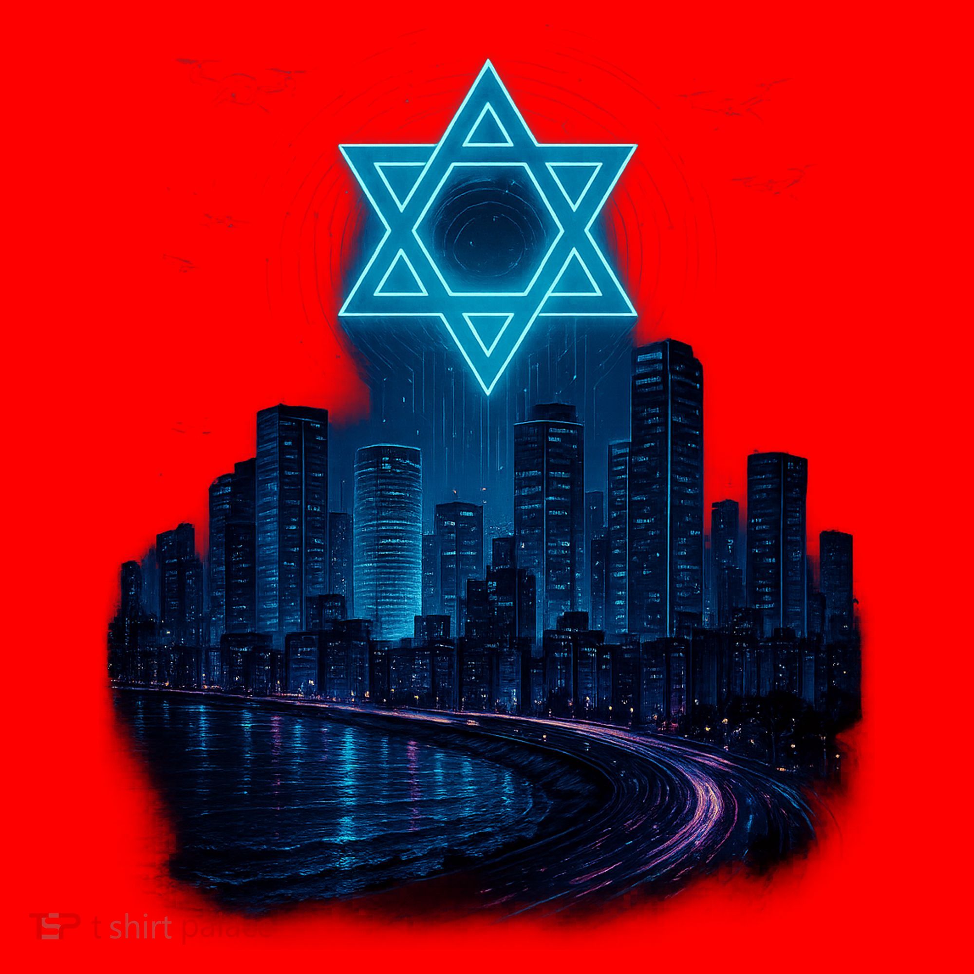 Tel Aviv Neon Futuristic Santa Hat