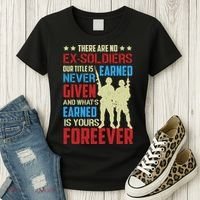 There Are No ExSoldiers Authentic Veteran US Veteran Motivational Slogan Women's T-Shirt thumb 3