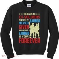 There Are No ExSoldiers Authentic Veteran US Veteran Motivational Slogan Kids Sweatshirt thumb 0