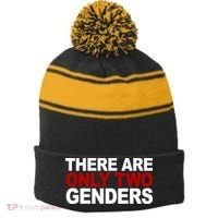 There Are Only Two Genders Stripe Pom Pom Beanie thumb 0