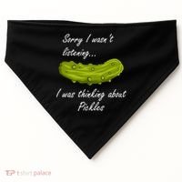 Thinking About Pickles Funny Saying Ferted Cucumber Gift USA-Made Doggie Bandana thumb 0