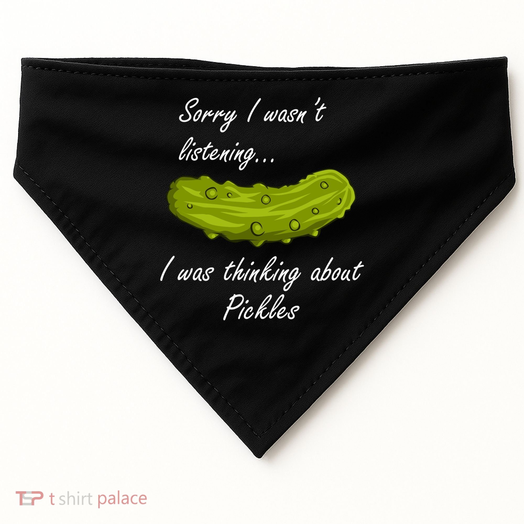 Thinking About Pickles Funny Saying Ferted Cucumber Gift USA-Made Doggie Bandana
