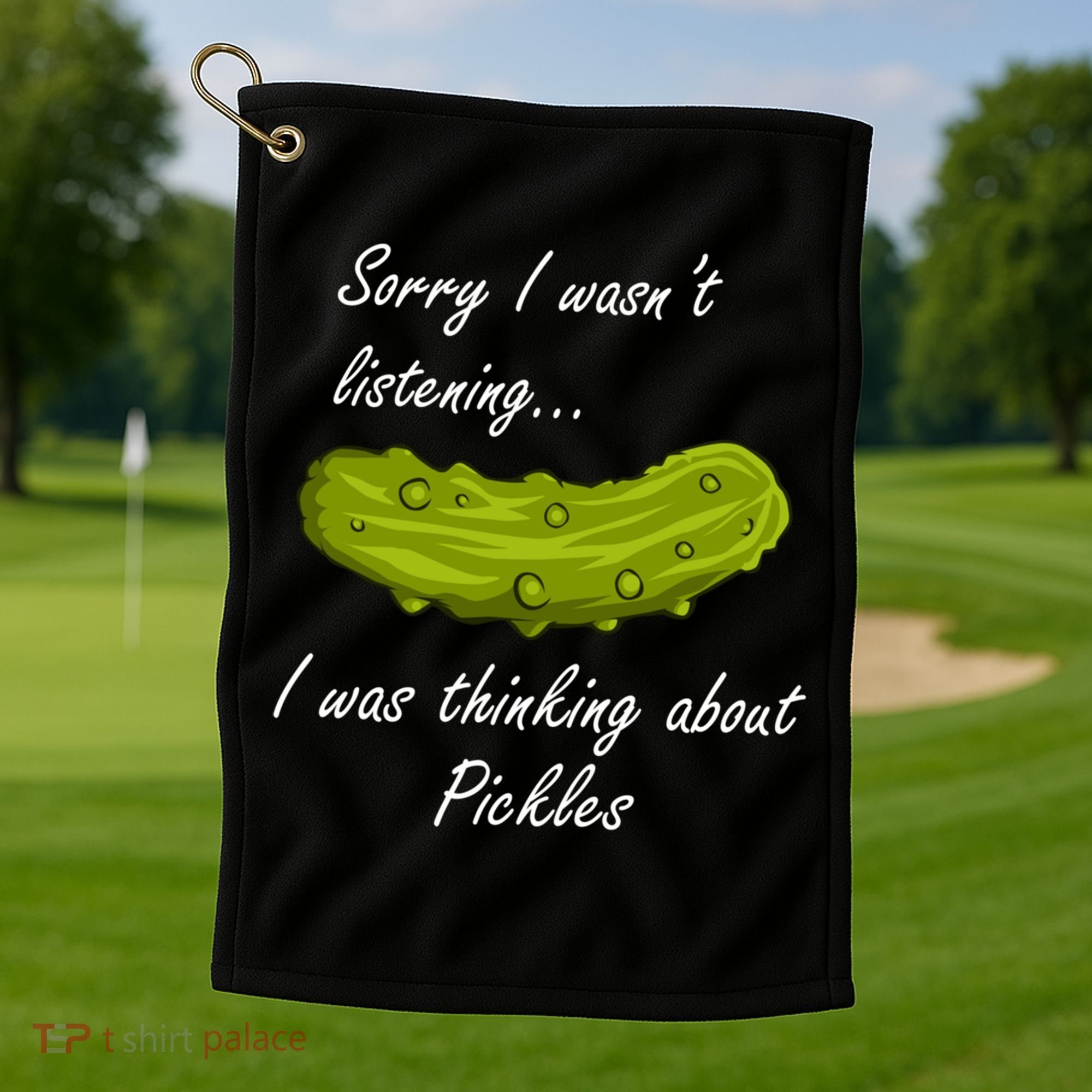 Thinking About Pickles Funny Saying Ferted Cucumber Gift Golf Towel