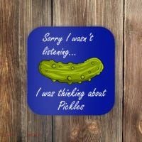 Thinking About Pickles Funny Saying Ferted Cucumber Gift Coaster thumb 0