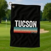 Tucson Arizona Retro Sunset Tucson Az Tucson Golf Towel thumb 1